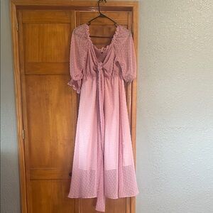 Pink Textured Midi Dress